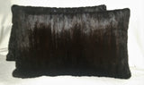 Large Dark Blackish Brown Mink Pillows - A Pair