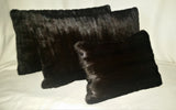 Large Dark Blackish Brown Mink Pillows - A Pair